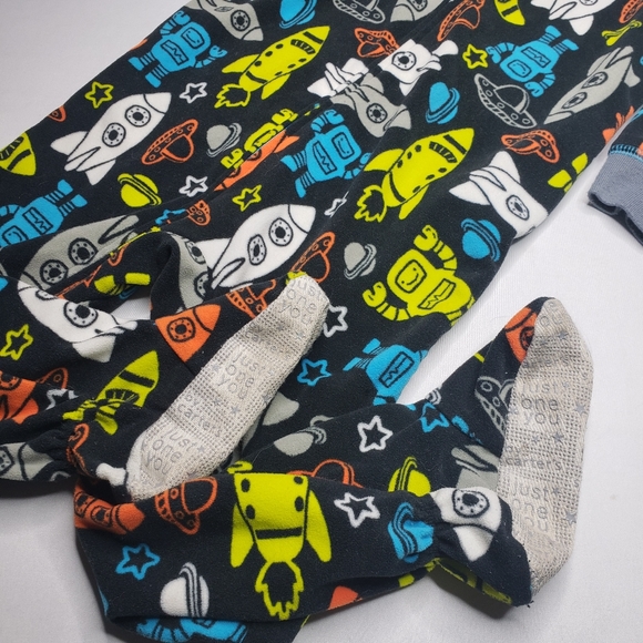 Robots Space Rocket Ships 3T Fleece Pajamas - Picture 4 of 5